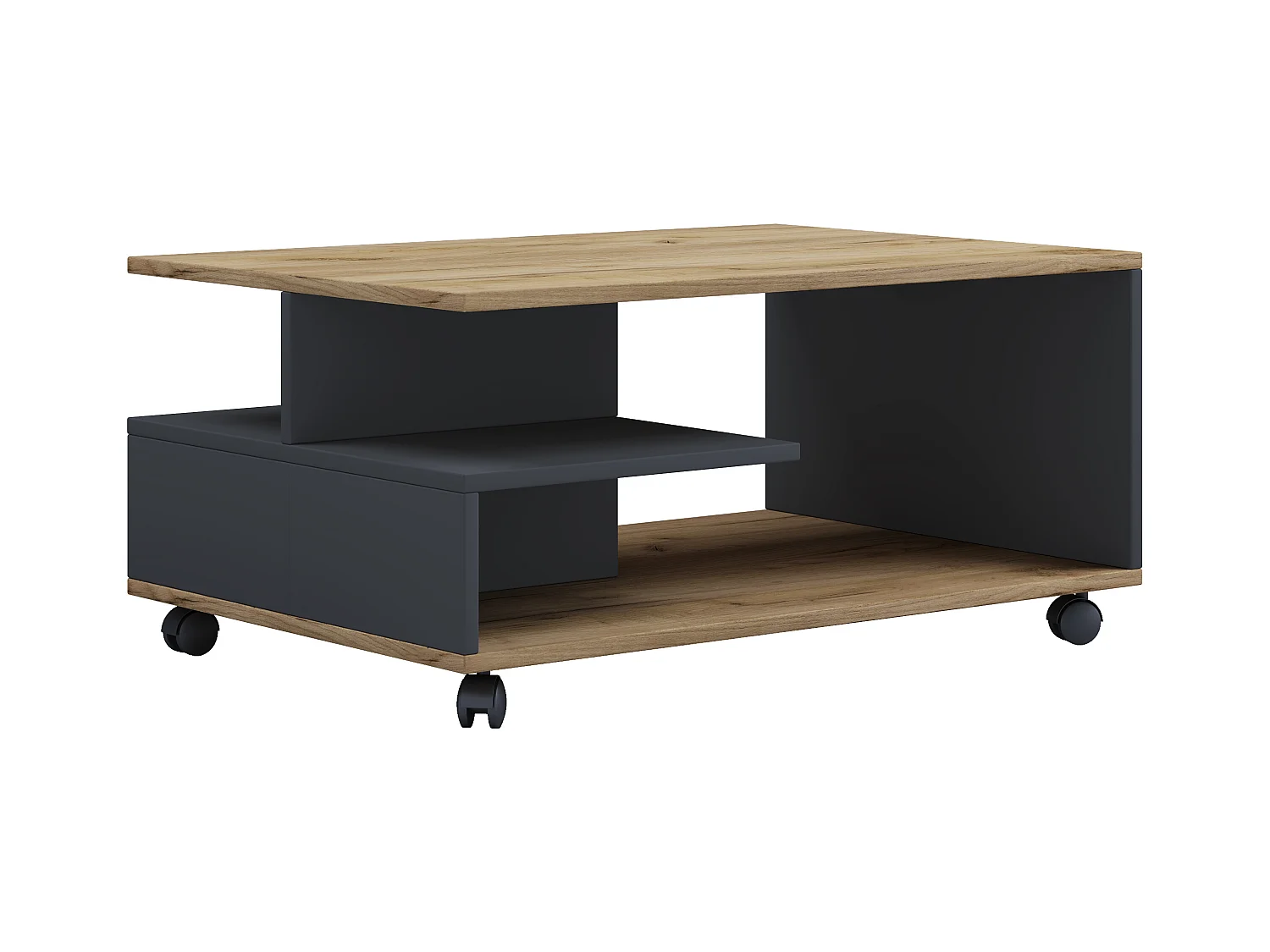 Side table & coffee table Stango Anthracite / honey oak Dimensions approx. H. 41 x W. 80 x D. 50 cm