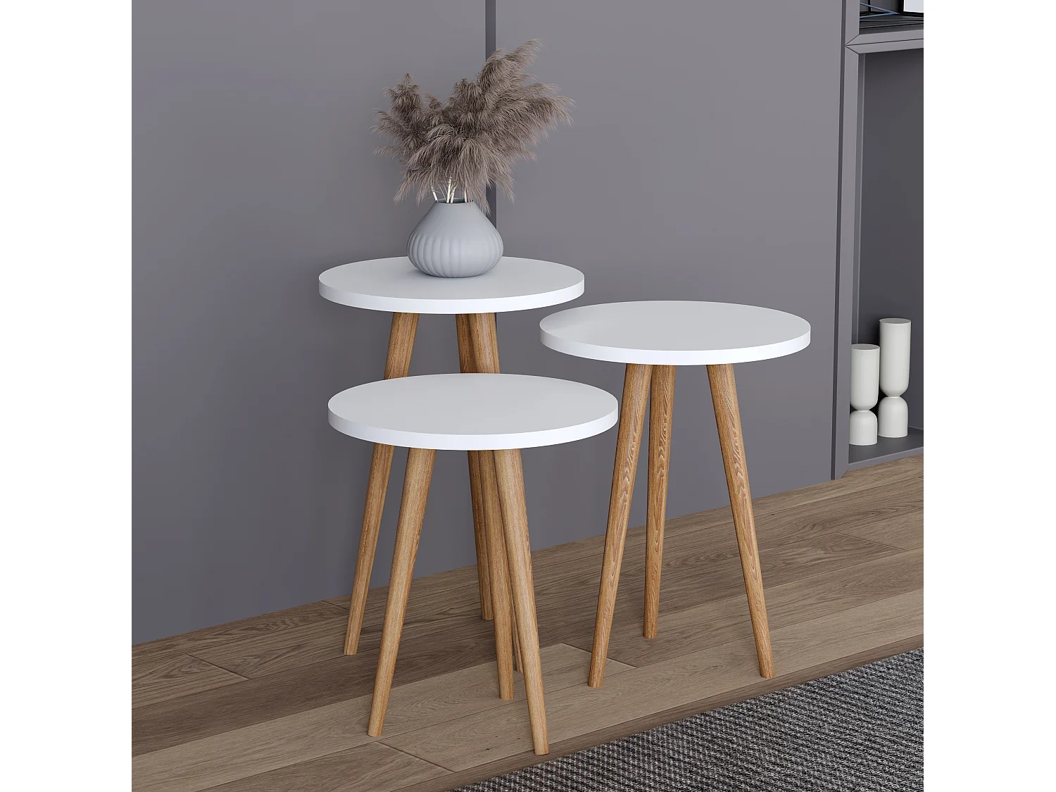 Side table & coffee table Barilo White H. 52 x W. 34 x D. 34 cm