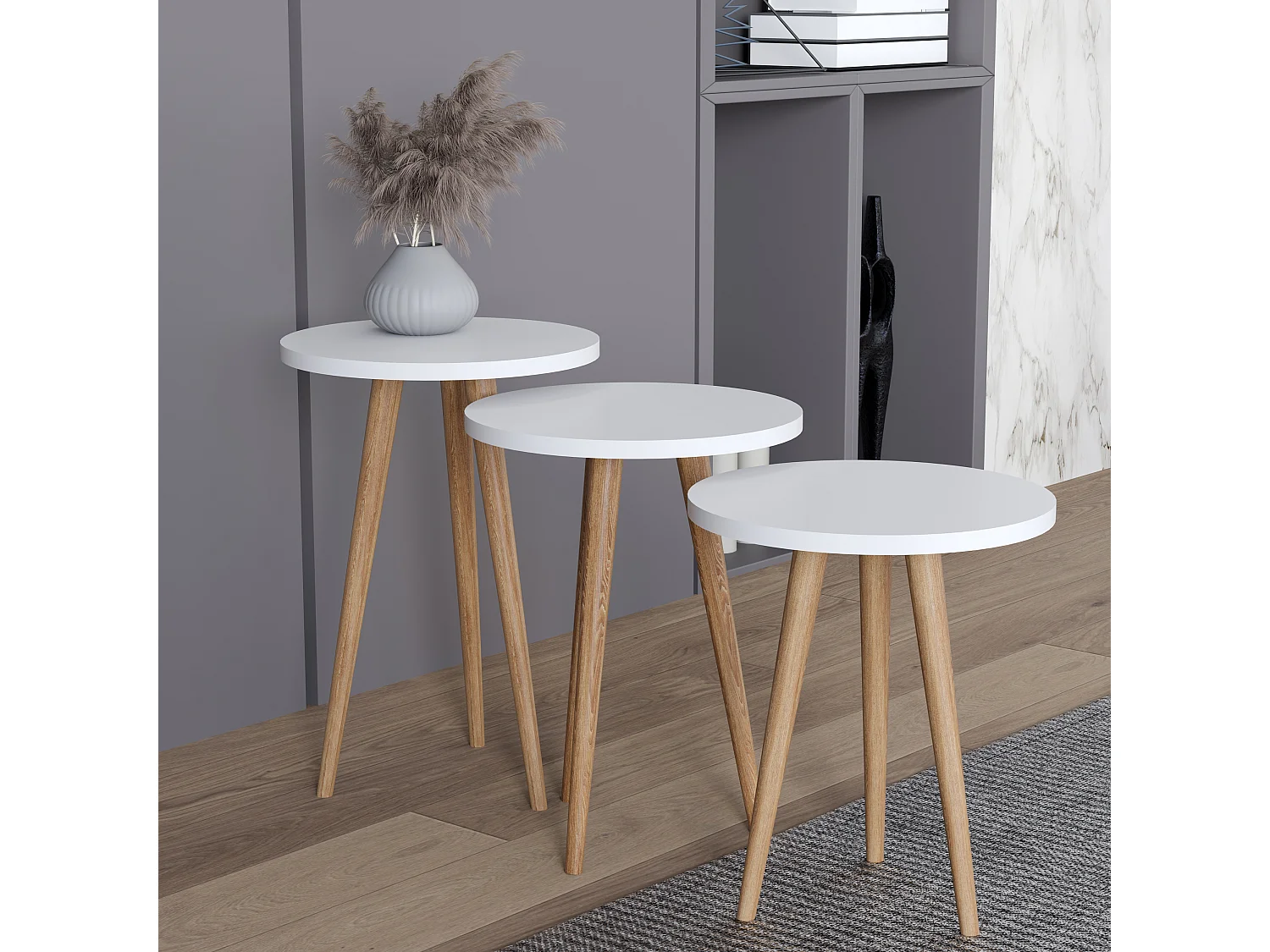 Side table & coffee table Barilo White H. 52 x W. 34 x D. 34 cm