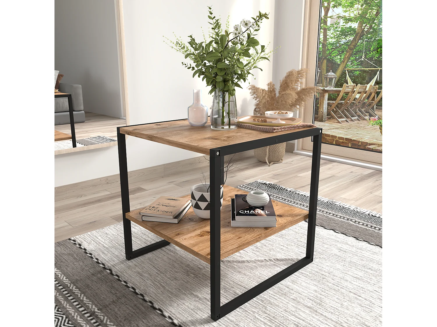 Mesa lateral & mesa de café Insasi Carvalho mel A. 50 x L. 50 x P. 50 cm