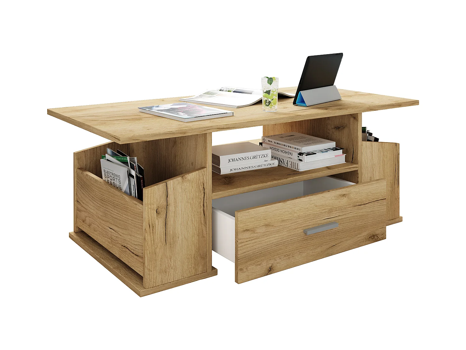 Holz Sofatisch Couchtisch Schublade Junata
