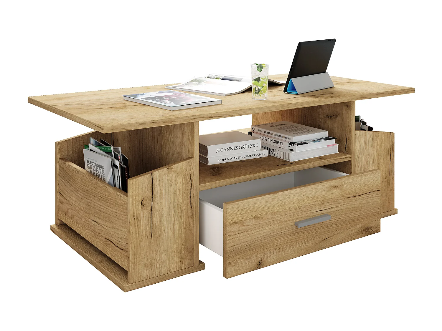 Holz Sofatisch Couchtisch Schublade Junata