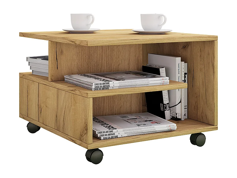 Holz Sofatisch Couchtisch Rollen rollbar Stango S