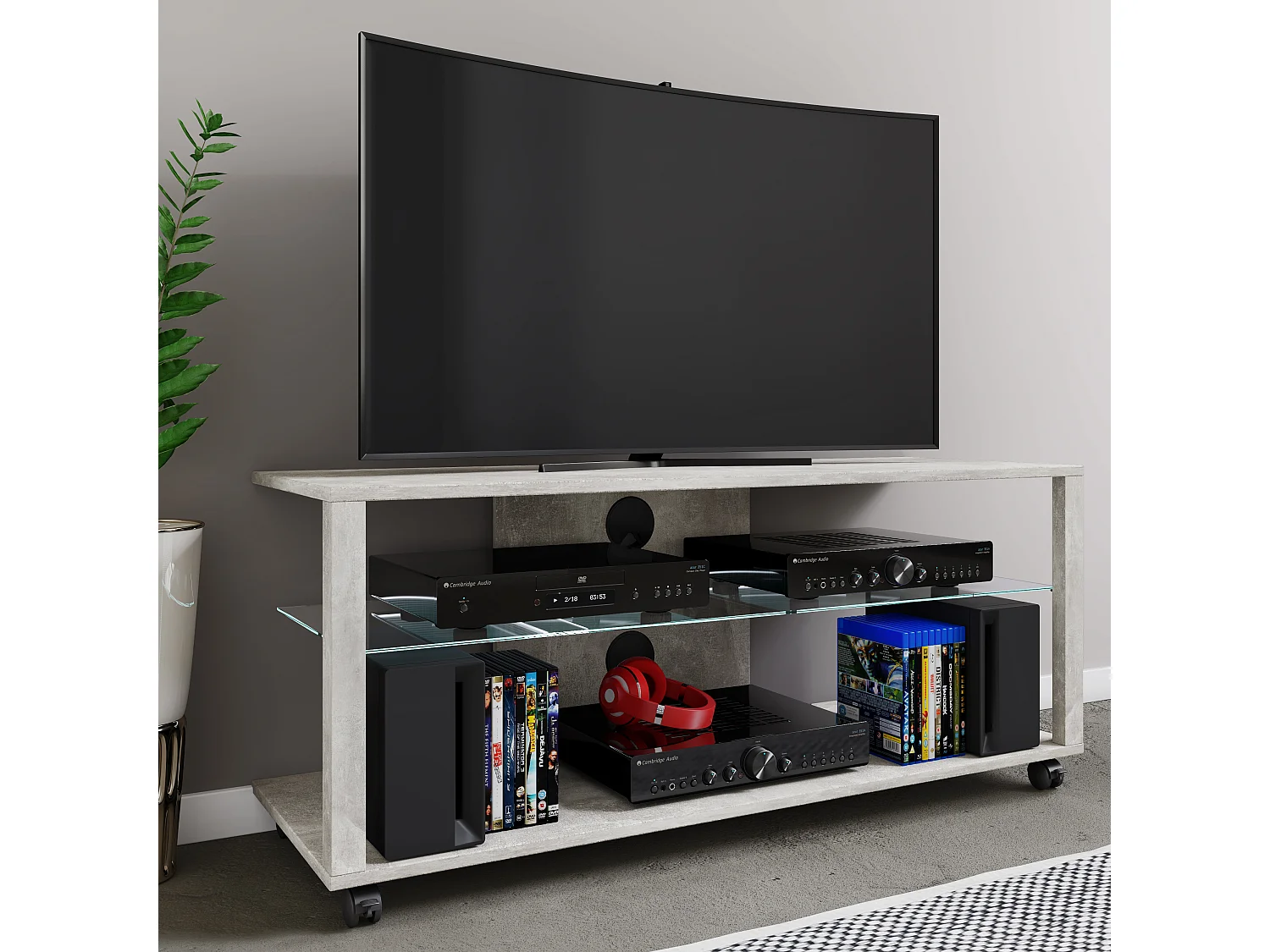 Console TV ribassata Folas XL con rotelle
