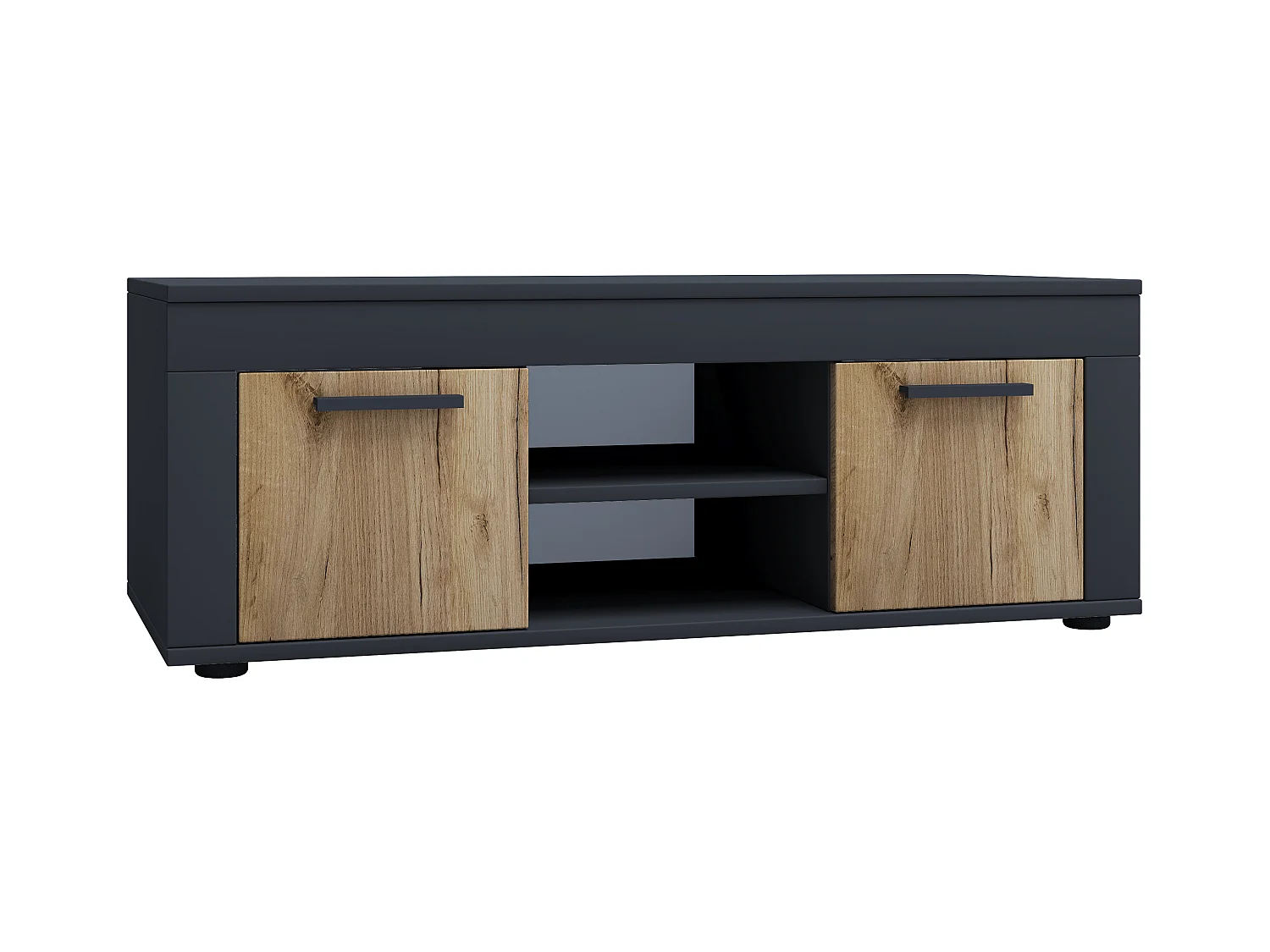 TV Furniture Usilo Anthracite / honey oak H. 37 x W. 102 x D. 45 cm