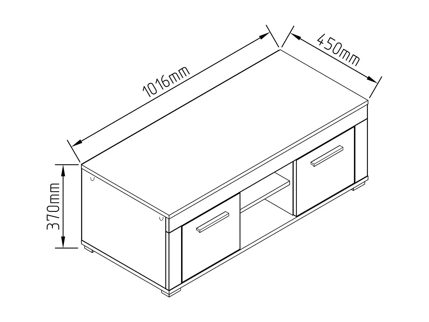 TV Furniture Usilo Anthracite / honey oak H. 37 x W. 102 x D. 45 cm