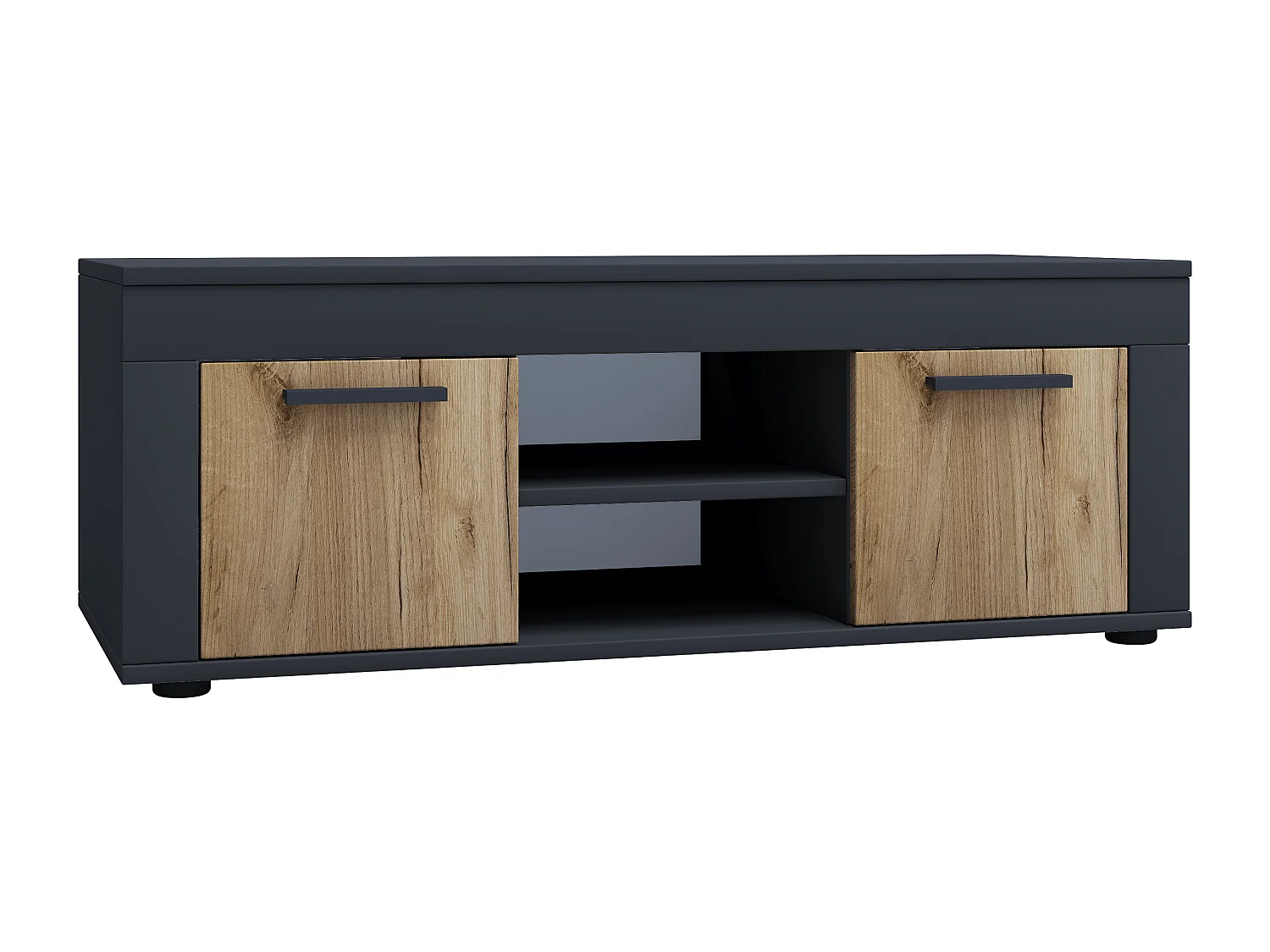 TV Furniture Usilo Anthracite / honey oak H. 37 x W. 102 x D. 45 cm