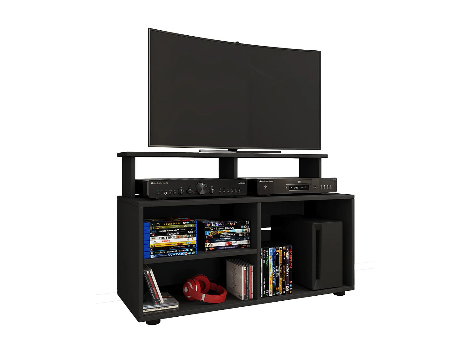 Móveis de TV VCM | Lowboard | Prateleira de TV com espaço de armazenamento suficiente | Dimensões A. 59 x L. 90 x P. 36 cm | Fernseh Furniture - Balansia (Black)