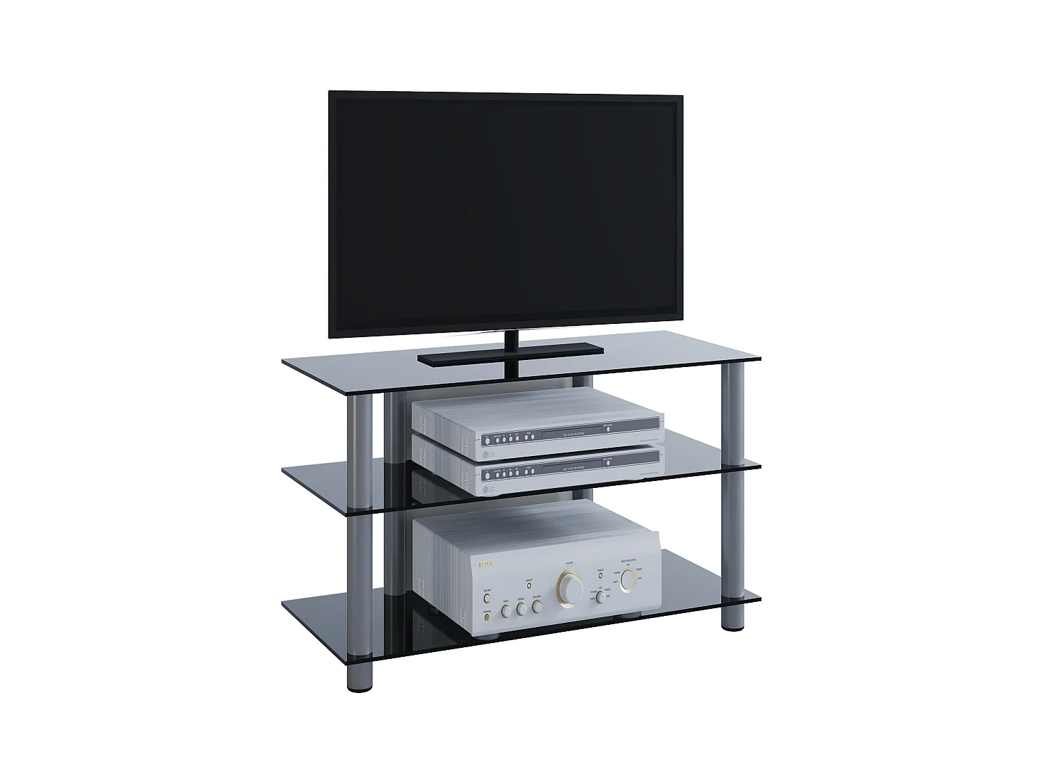 TV Möbel Sideboard Fernseh Rack Alu Glas Sindas