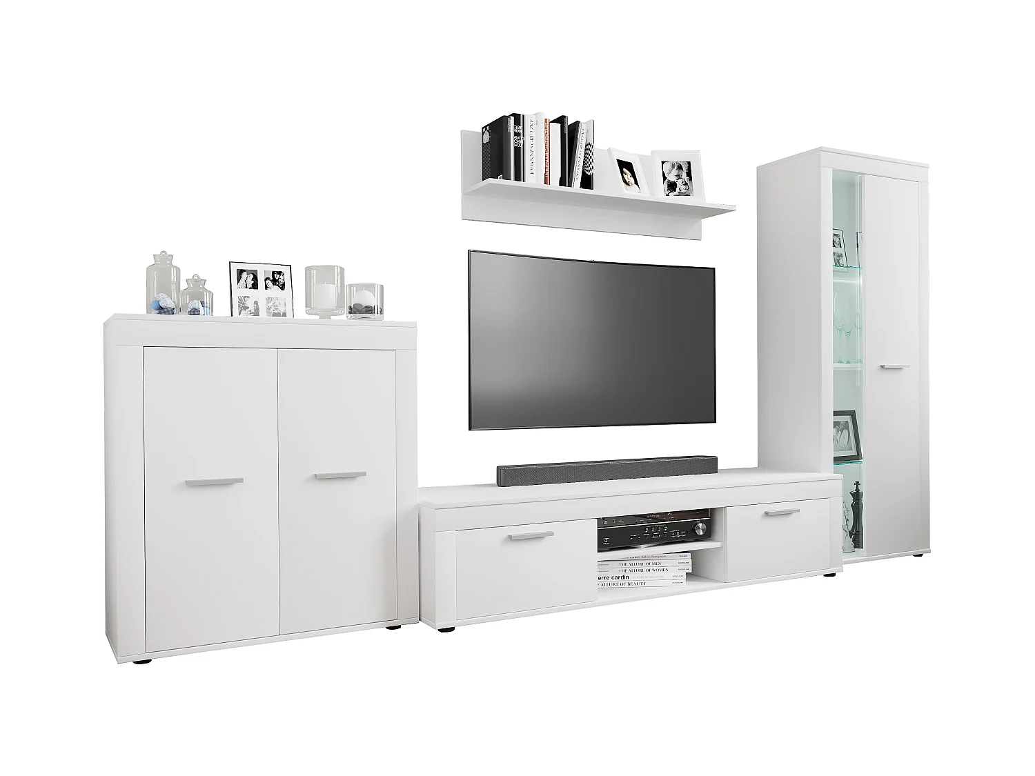 TV Furniture Usilo White H. 159 x W. 300 x D. 37 cm