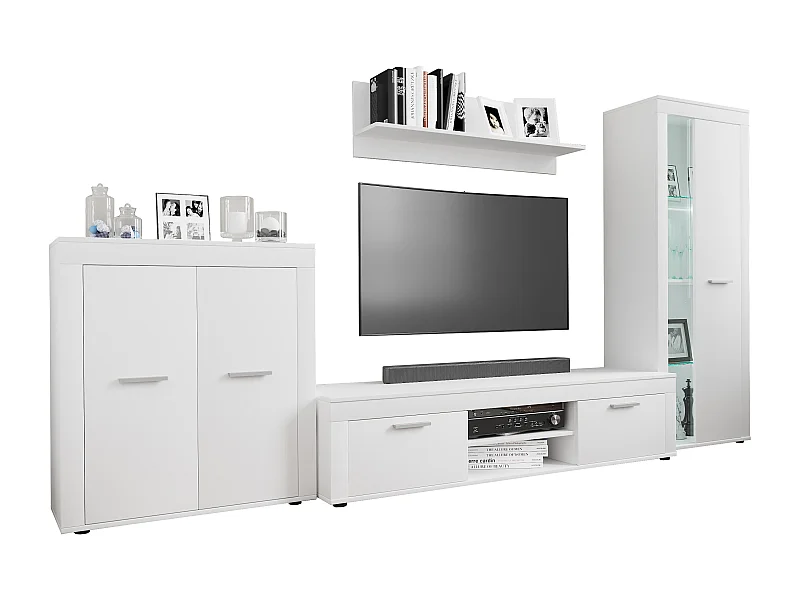 TV Furniture Usilo White H. 159 x W. 300 x D. 37 cm