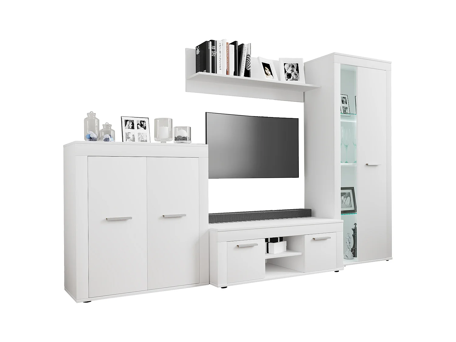 TV Furniture Usilo White H. 159 x W. 242 x D. 37 cm