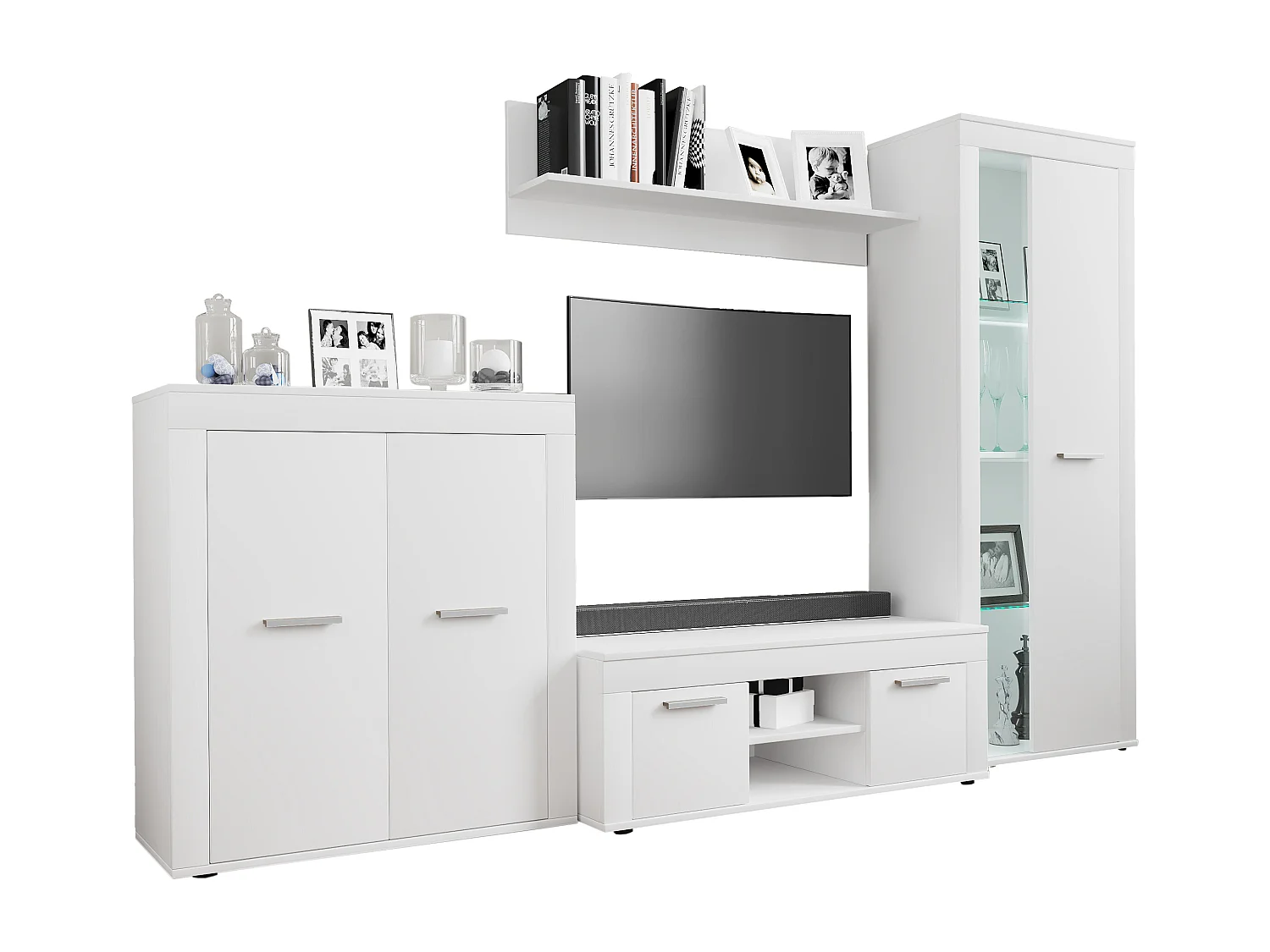 TV Furniture Usilo White H. 159 x W. 242 x D. 37 cm