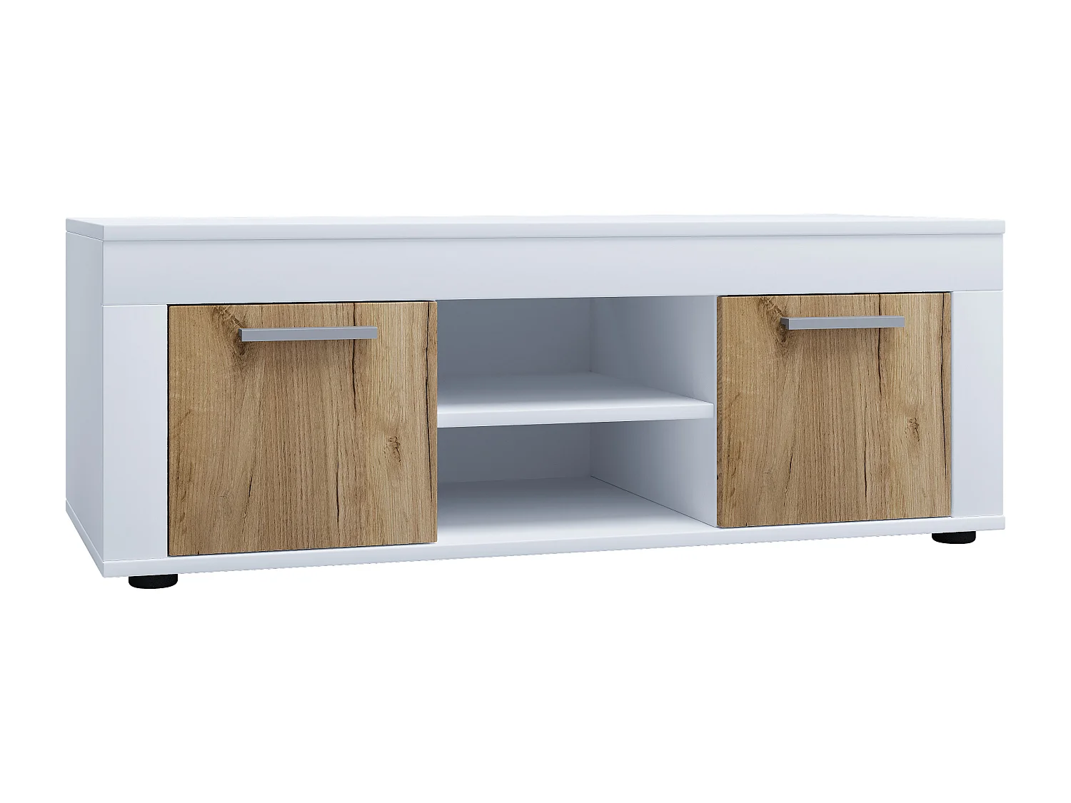 TV Furniture Usilo White / Honey oak H. 159 x W. 242 x D. 37 cm