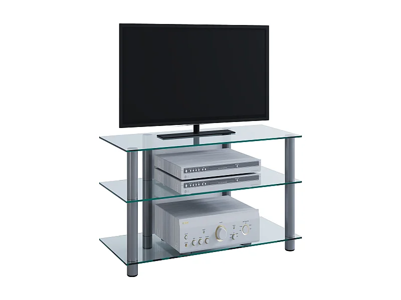 TV Möbel Sideboard Fernseh Rack Alu Glas Sindas