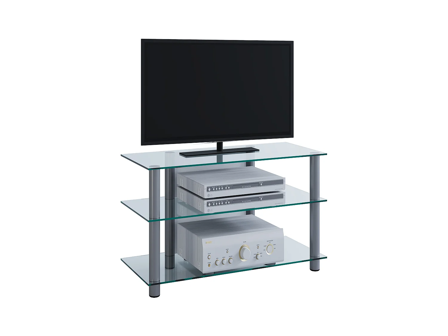 TV Möbel Sideboard Fernseh Rack Alu Glas Sindas