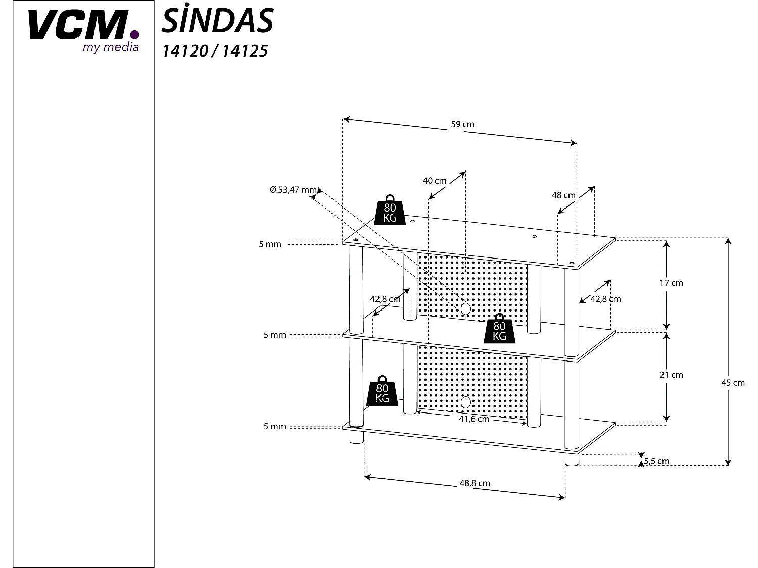 Mobili TV Fernseh Rack Alu Glass Sindas