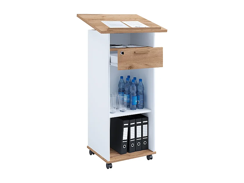 Standing desk Melta White / Honey oak H. 108 x W. 60 cm x D. 50 cm