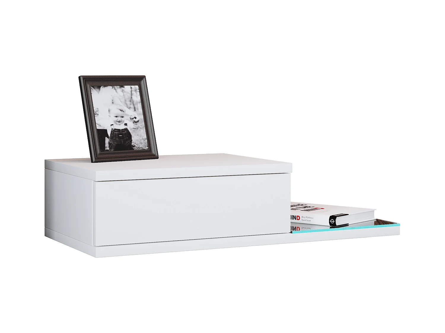 bedside table Konsila White H. 15 x W. 65 x D. 30 cm