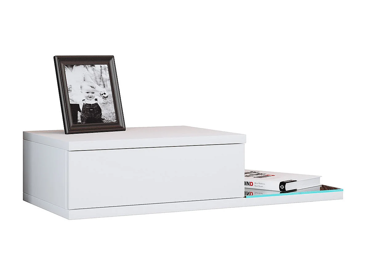 bedside table Konsila White H. 15 x W. 65 x D. 30 cm