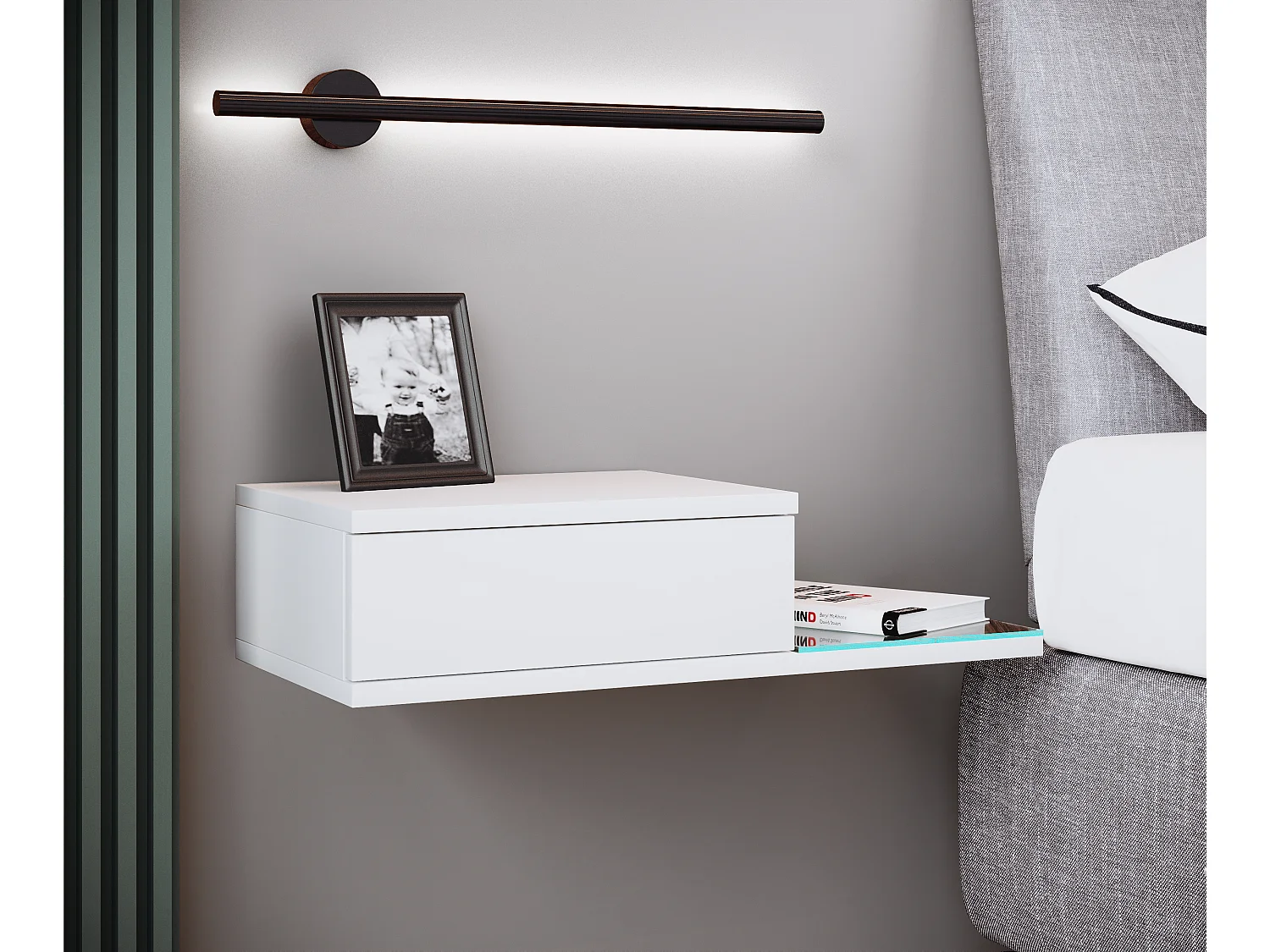 bedside table Konsila White H. 15 x W. 65 x D. 30 cm