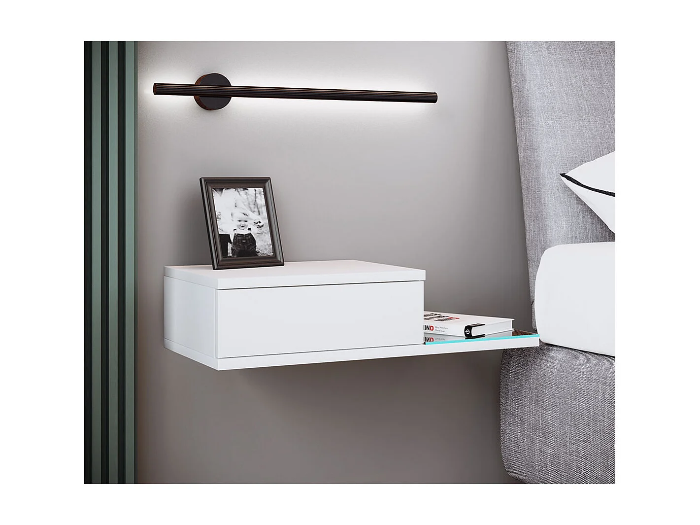 bedside table Konsila White H. 15 x W. 65 x D. 30 cm