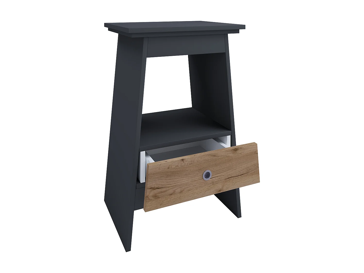 bedside table Spidali Anthracite / honey oak H. 73 x W. 45 x D. 35 cm