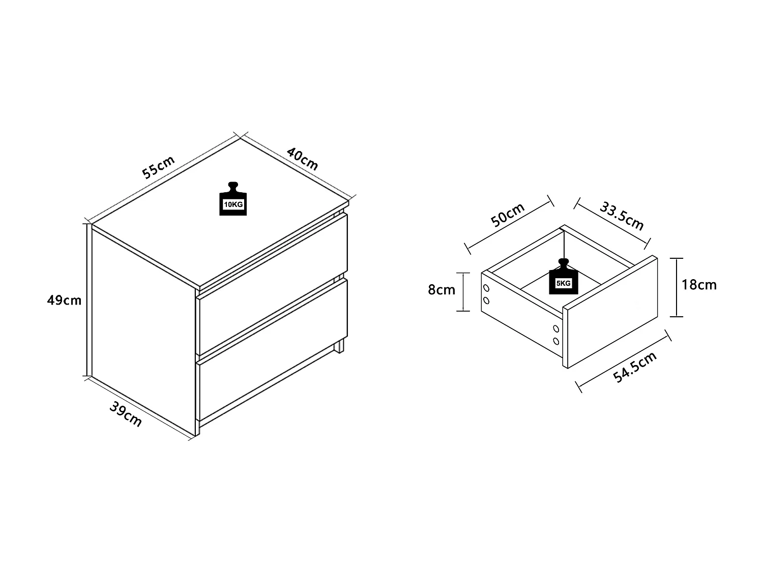 Table de nuit en bois Tiroir Breido Mini