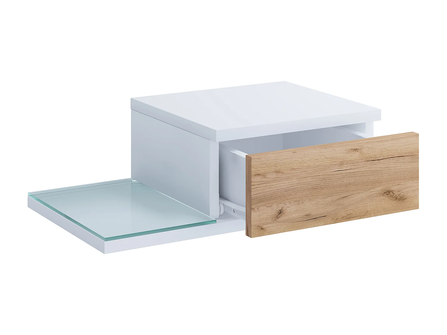 bedside table Konsila White / Honey oak H. 15 x W. 48 x D. 28 cm