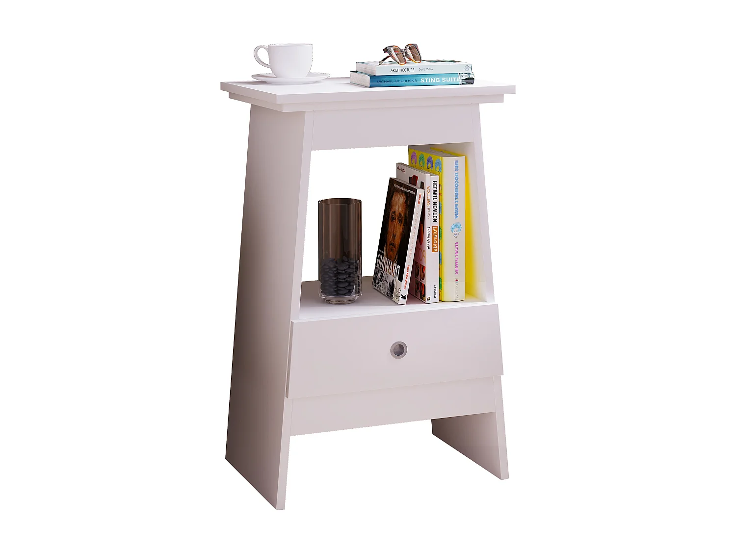 bedside table Spidali White H. 73 x W. 45 x D. 35 cm