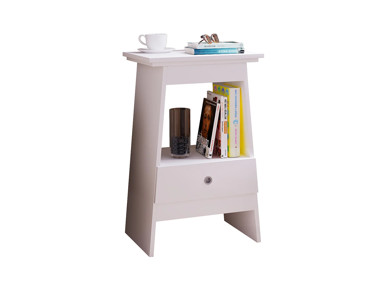 bedside table Spidali White H. 73 x W. 45 x D. 35 cm