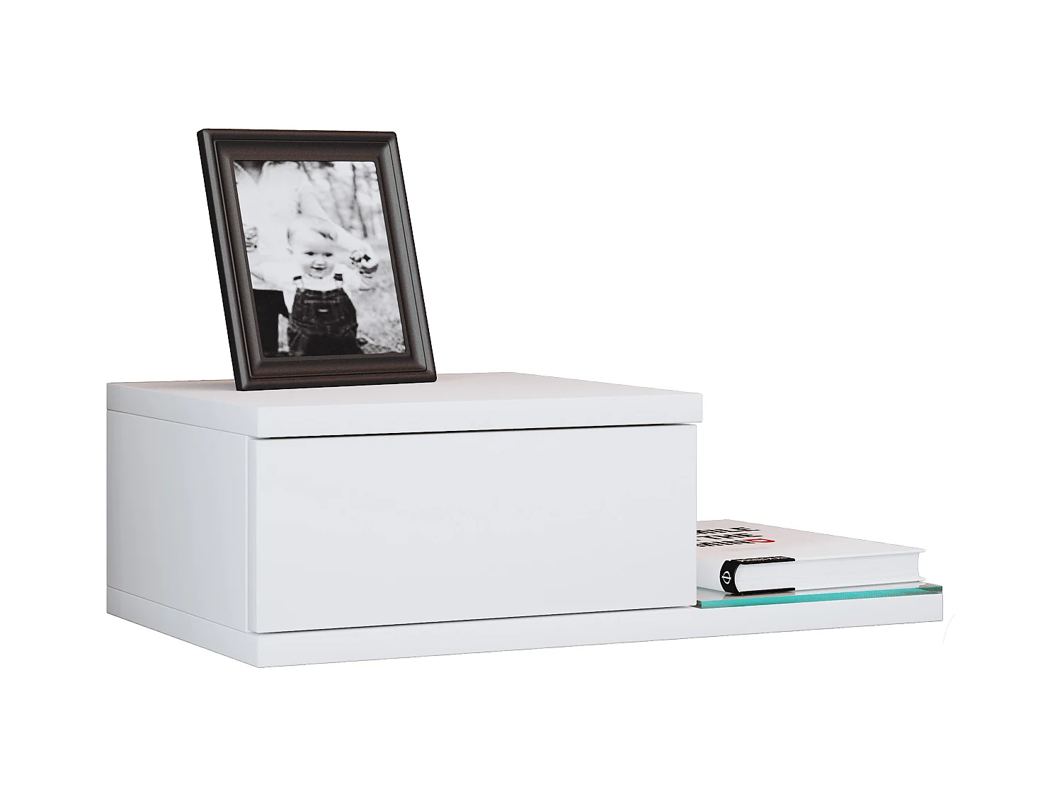 bedside table Konsila White H. 15 x W. 48 x D. 28 cm
