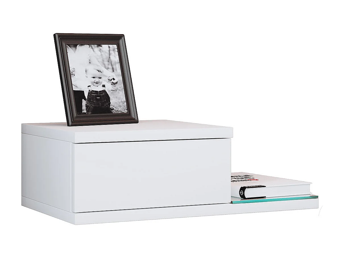 bedside table Konsila White H. 15 x W. 48 x D. 28 cm