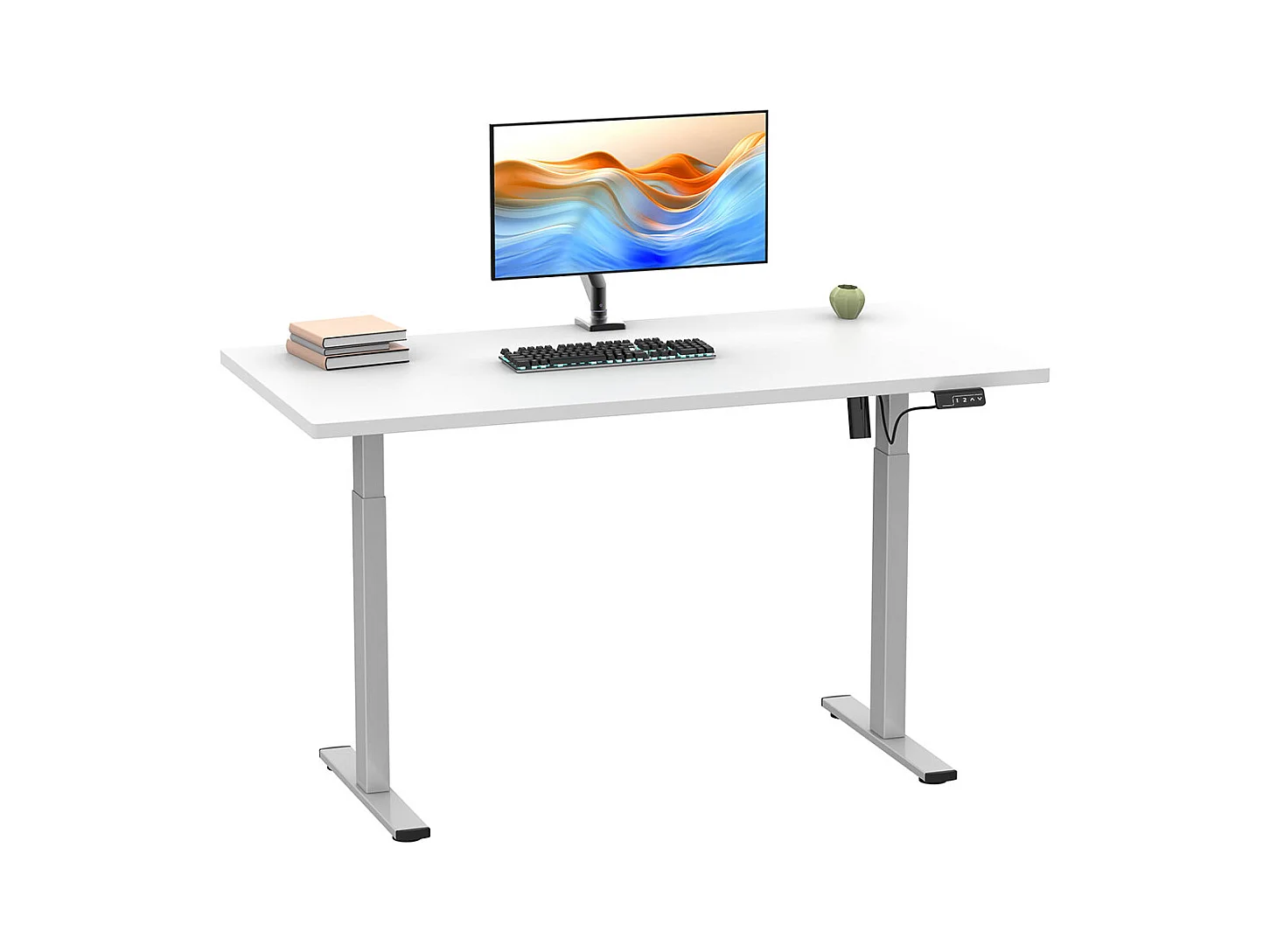 Desk Lona Silver / White H. 71-120 x W. 110 x D. 50 cm