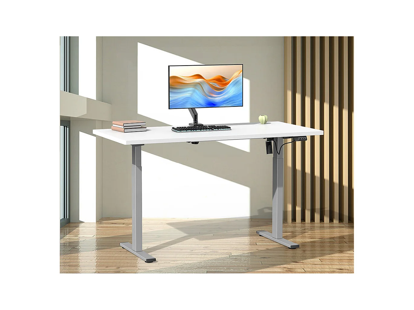 Desk Lona Silver / White H. 71-120 x W. 110 x D. 50 cm