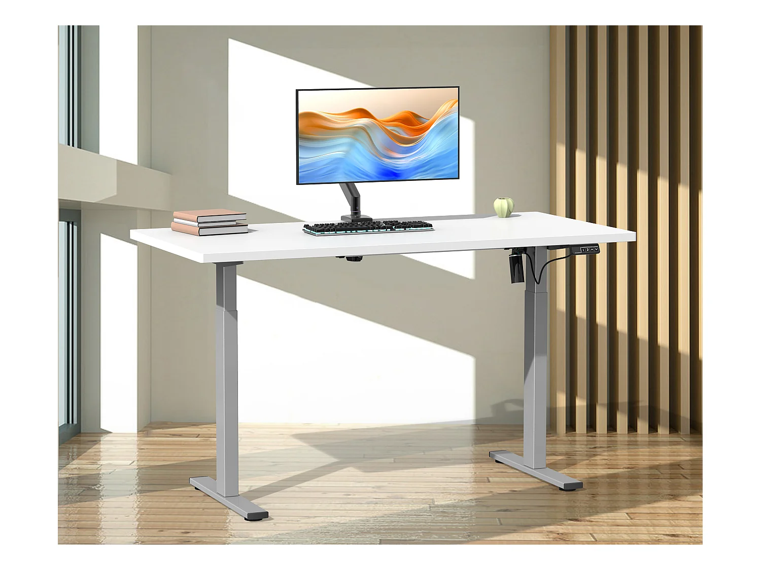 Desk Lona Silver / White H. 71-120 x W. 110 x D. 50 cm