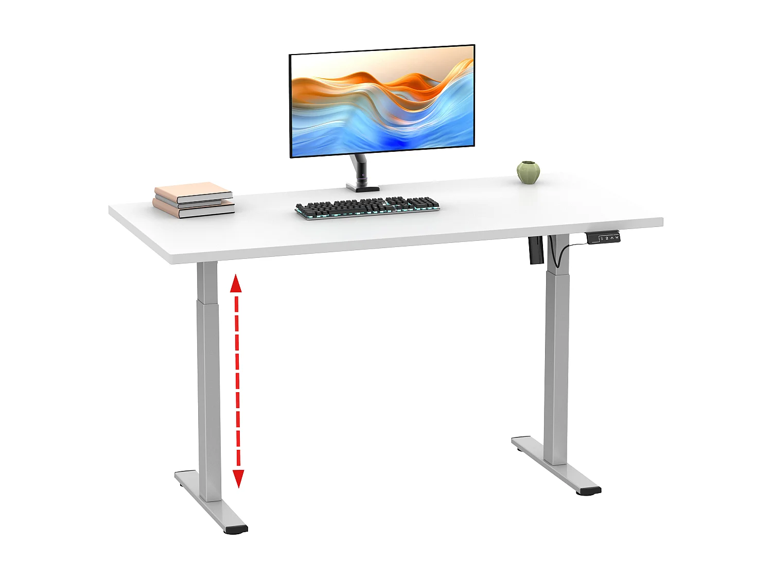 Desk Lona Silver / White H. 71-120 x W. 110 x D. 50 cm