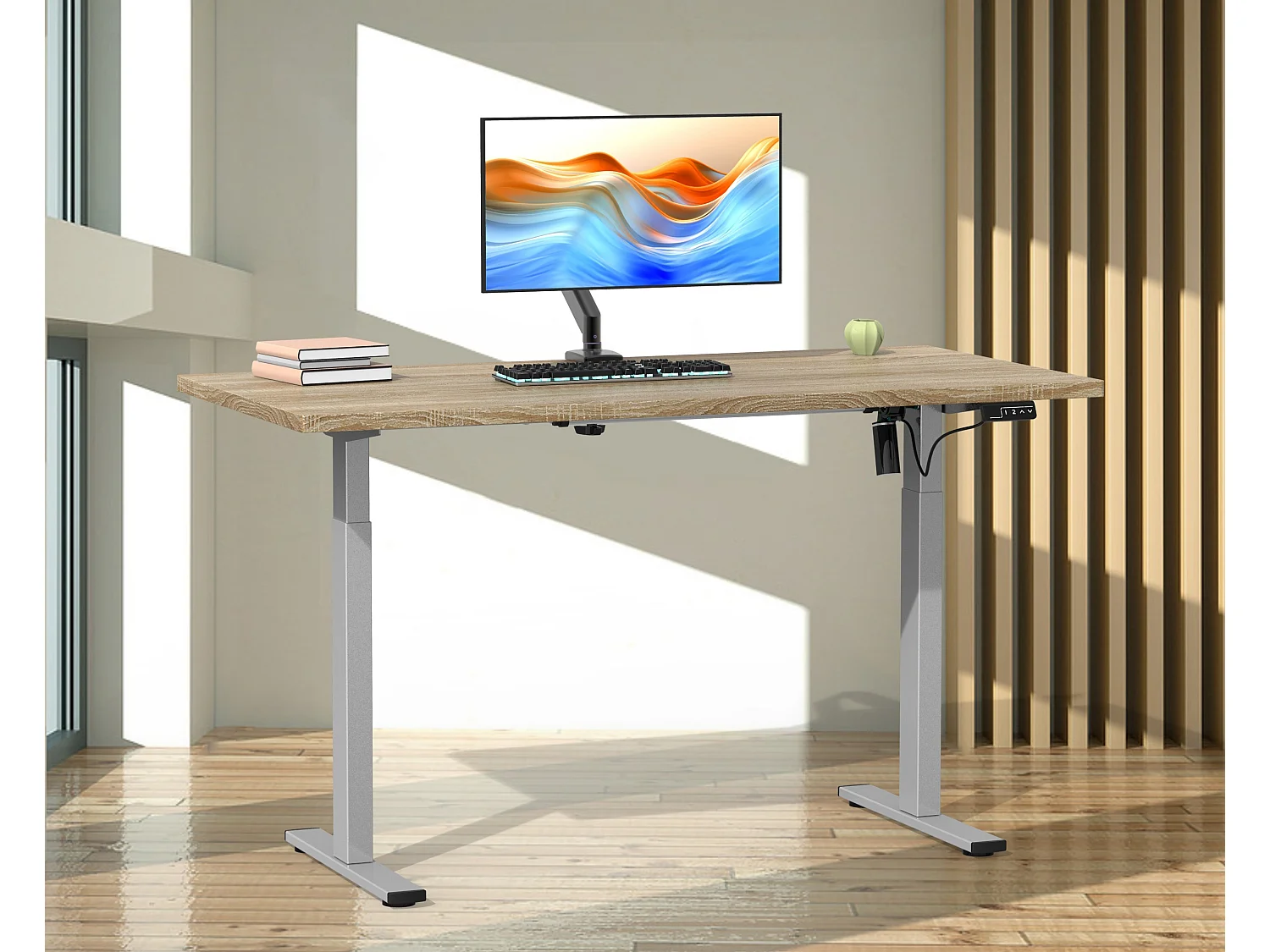 Desk Lona Silver / Sonoma oak H. 71-120 x W. 110 x D. 80 cm