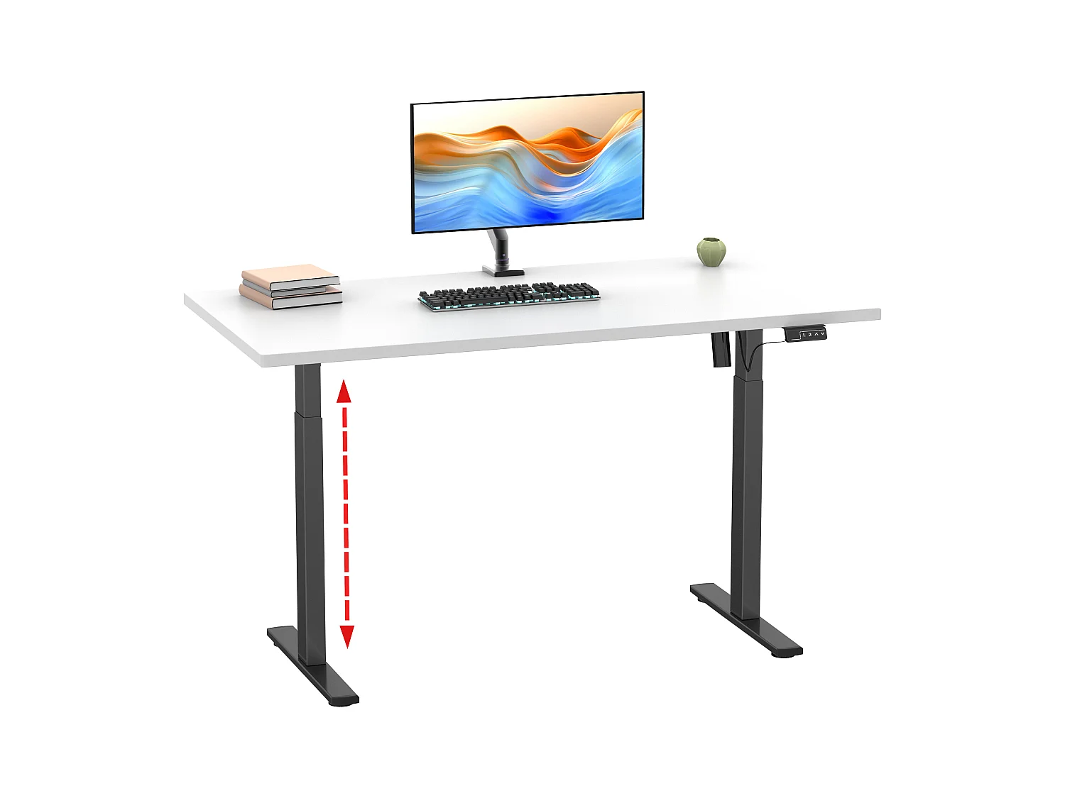 Desk Lona Black / White H. 71-120 x W. 110 x D. 80 cm