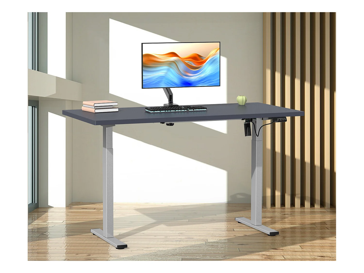Desk Lona Silver / Anthracite H. 71-120 x W. 110 x D. 80 cm