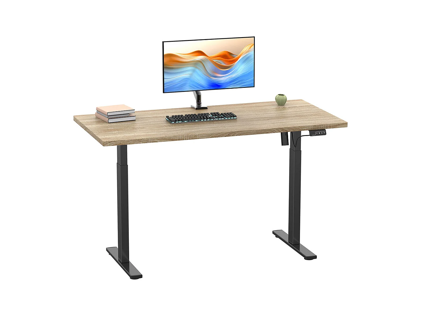 Desk Lona Black / Sonoma oak H. 71-120 x W. 110 x D. 50 cm