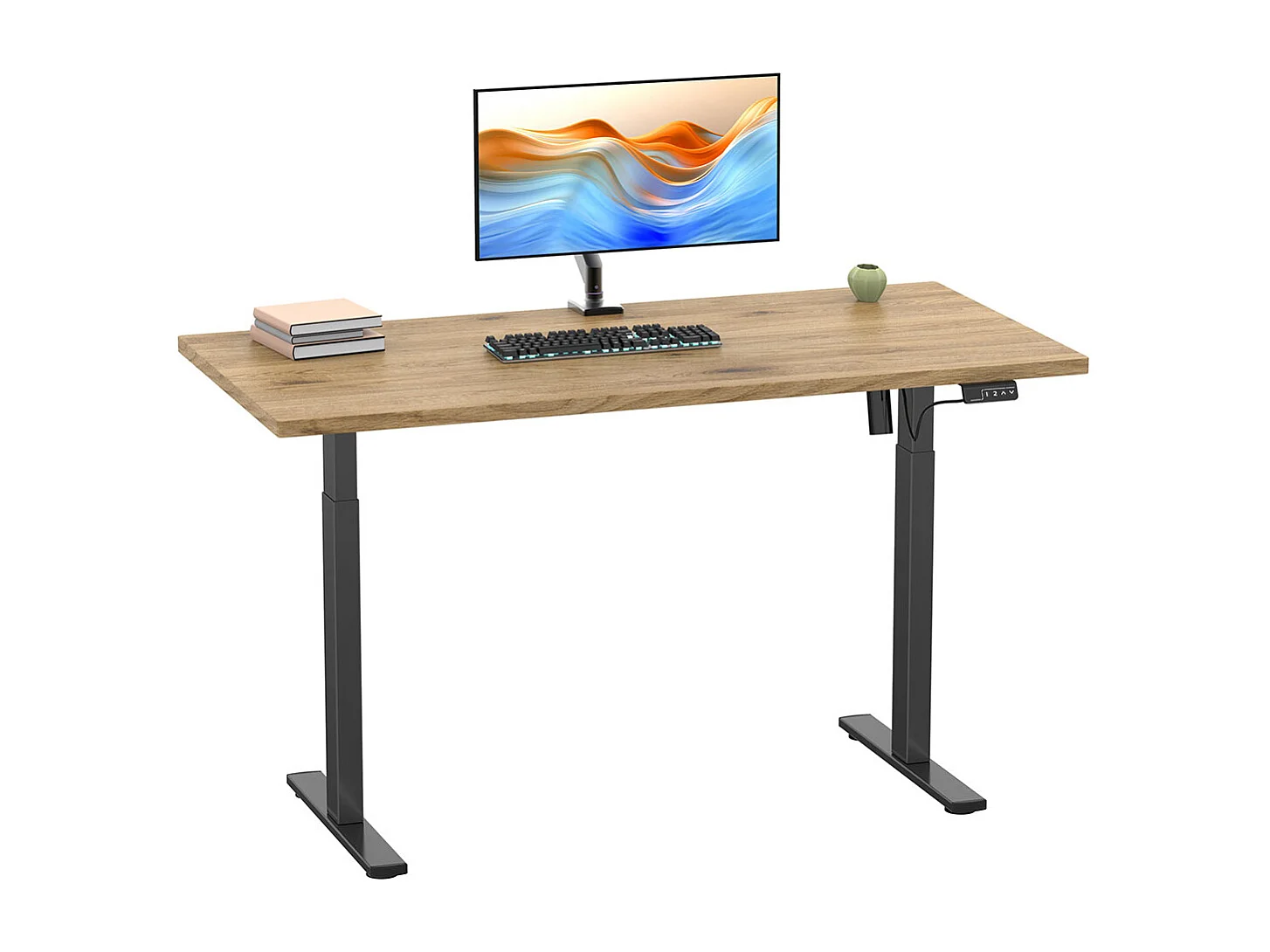 Desk Lona Black / Honey oak H. 71-120 x W. 110 x D. 50 cm