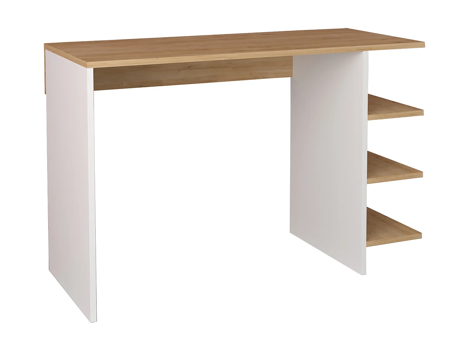 VCM bureau en bois table d'ordinateur table de travail table de bureau Denkas (blanc / chêne miel)