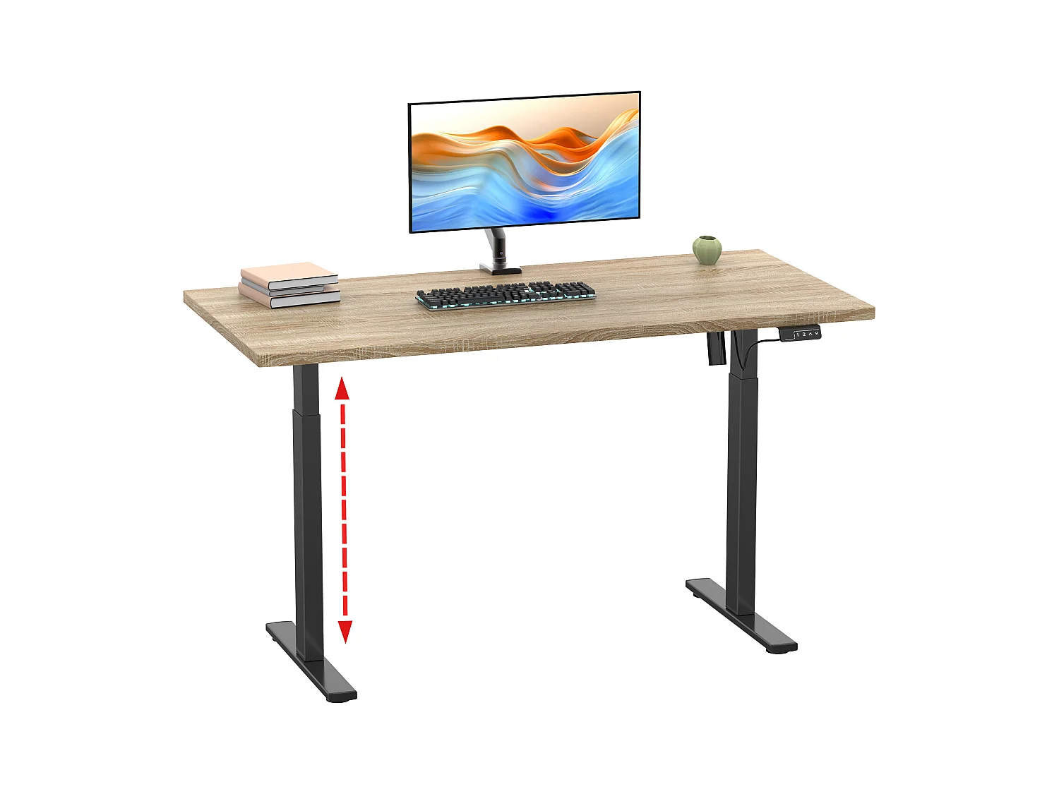 Desk Lona Black / Sonoma oak H. 71-120 x W. 140 x D. 80 cm