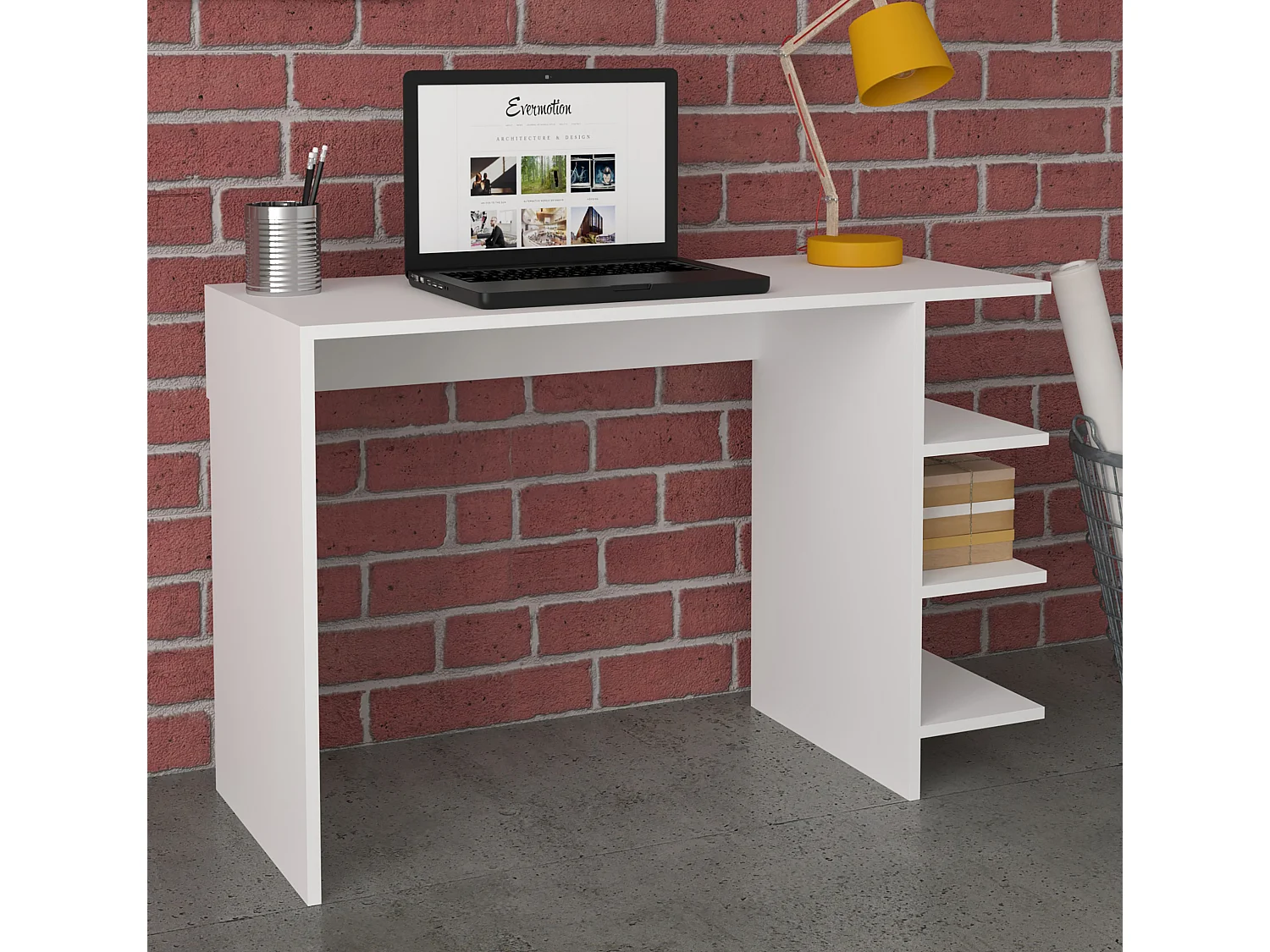 VCM bureau en bois table d'ordinateur table de travail table de bureau Denkas (blanc)