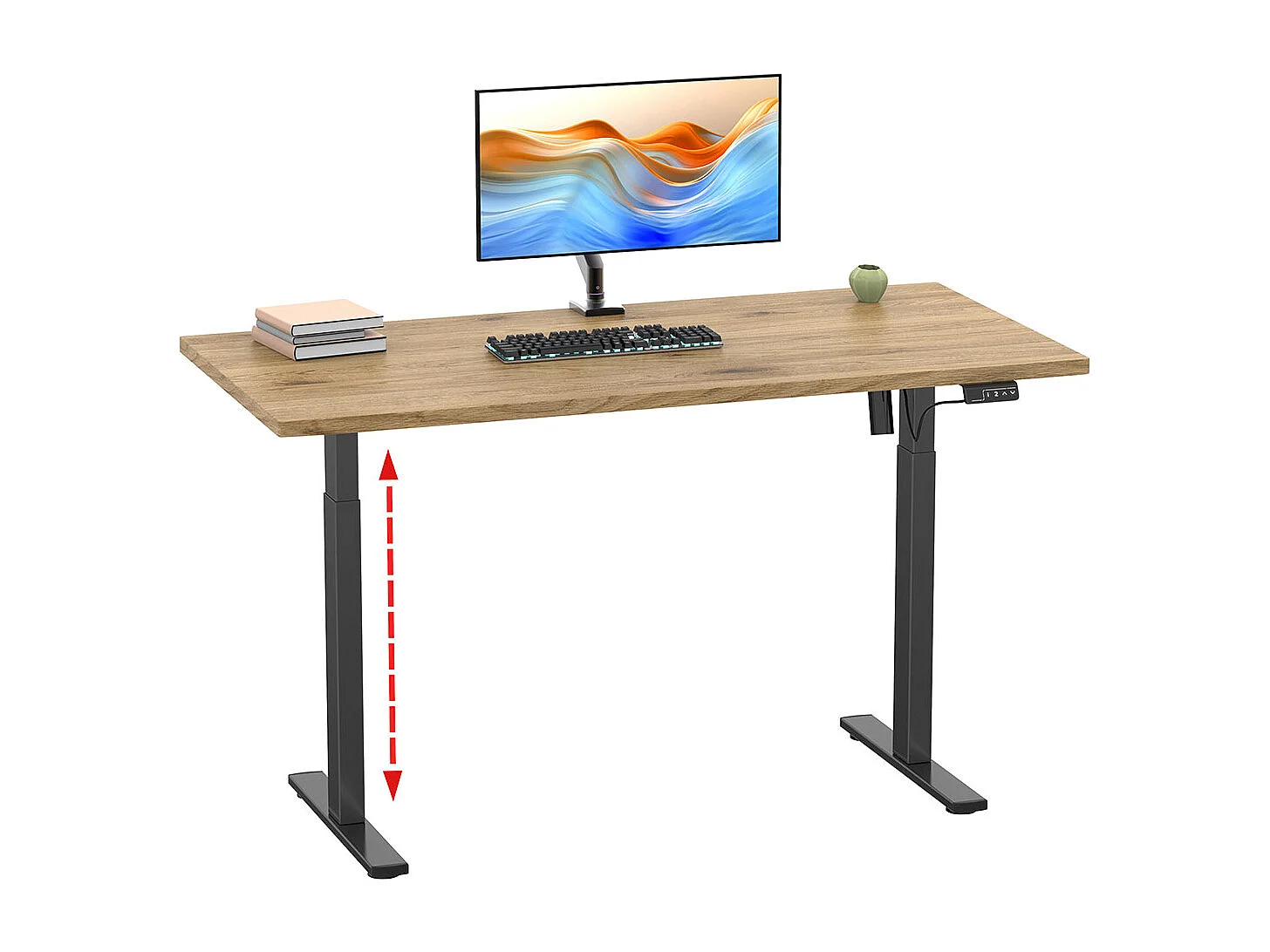 Desk Lona Black / Honey oak H. 71-120 x W. 140 x D. 80 cm