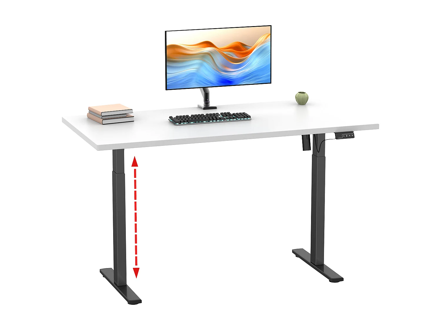 Desk Lona Black / White H. 71-120 x W. 140 x D. 80 cm