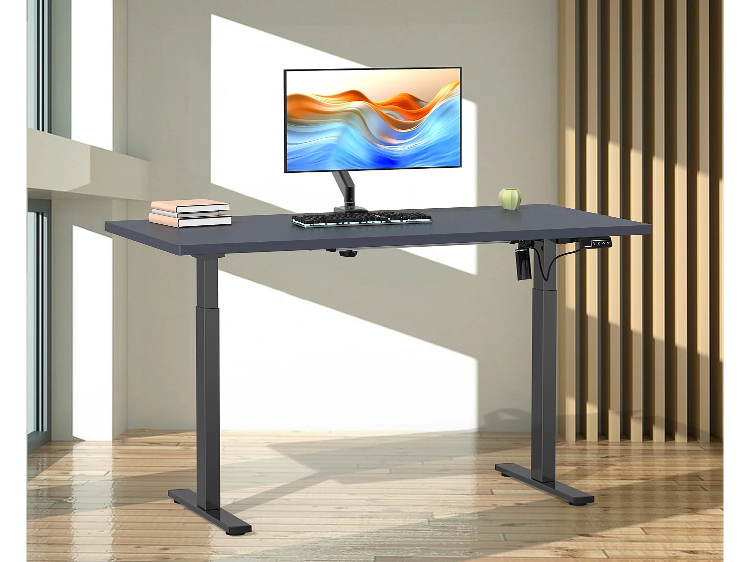 Desk Lona Black / Anthracite H. 71-120 x W. 140 x D. 50 cm