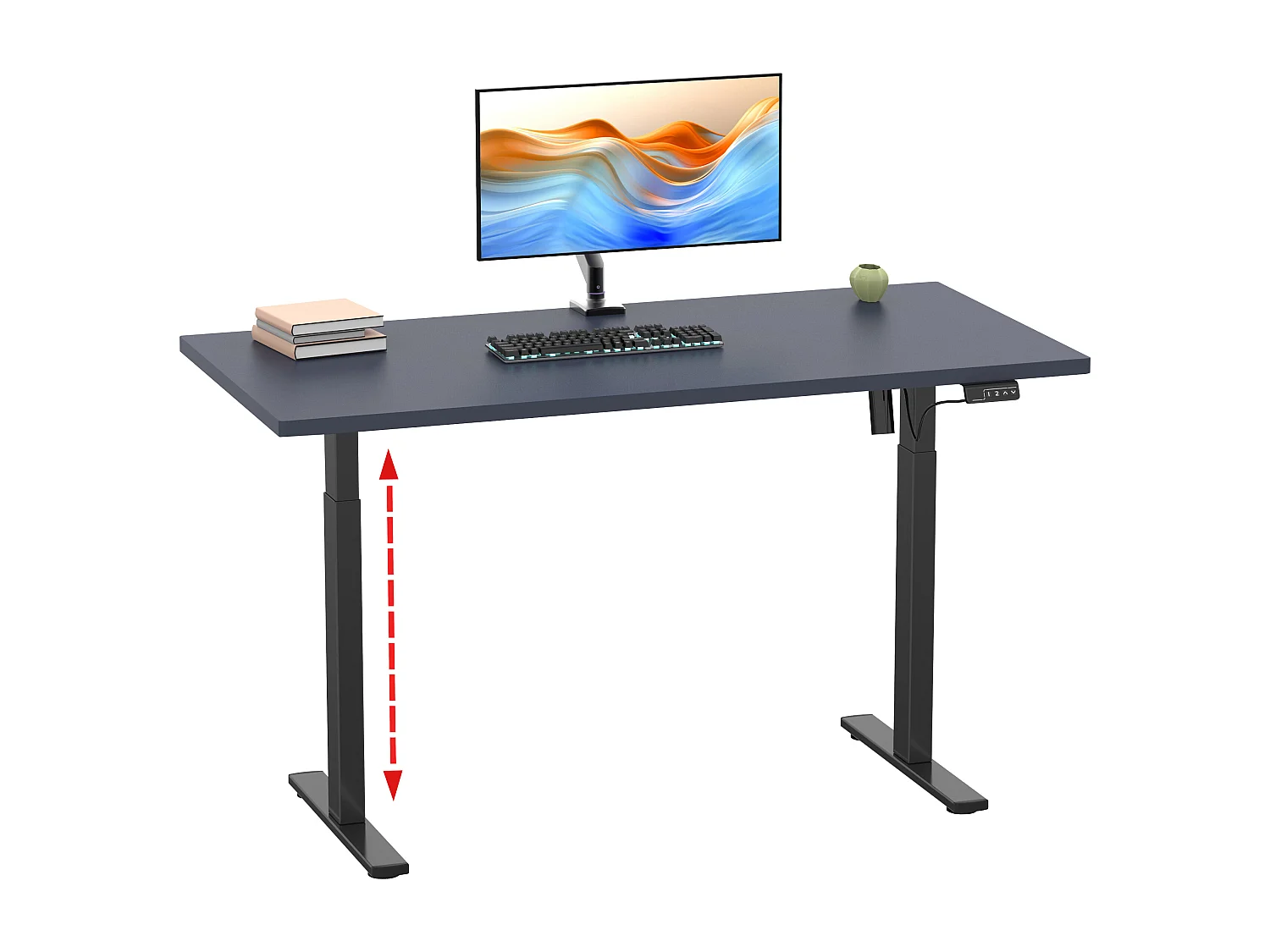 Desk Lona Black / Anthracite H. 71-120 x W. 140 x D. 50 cm