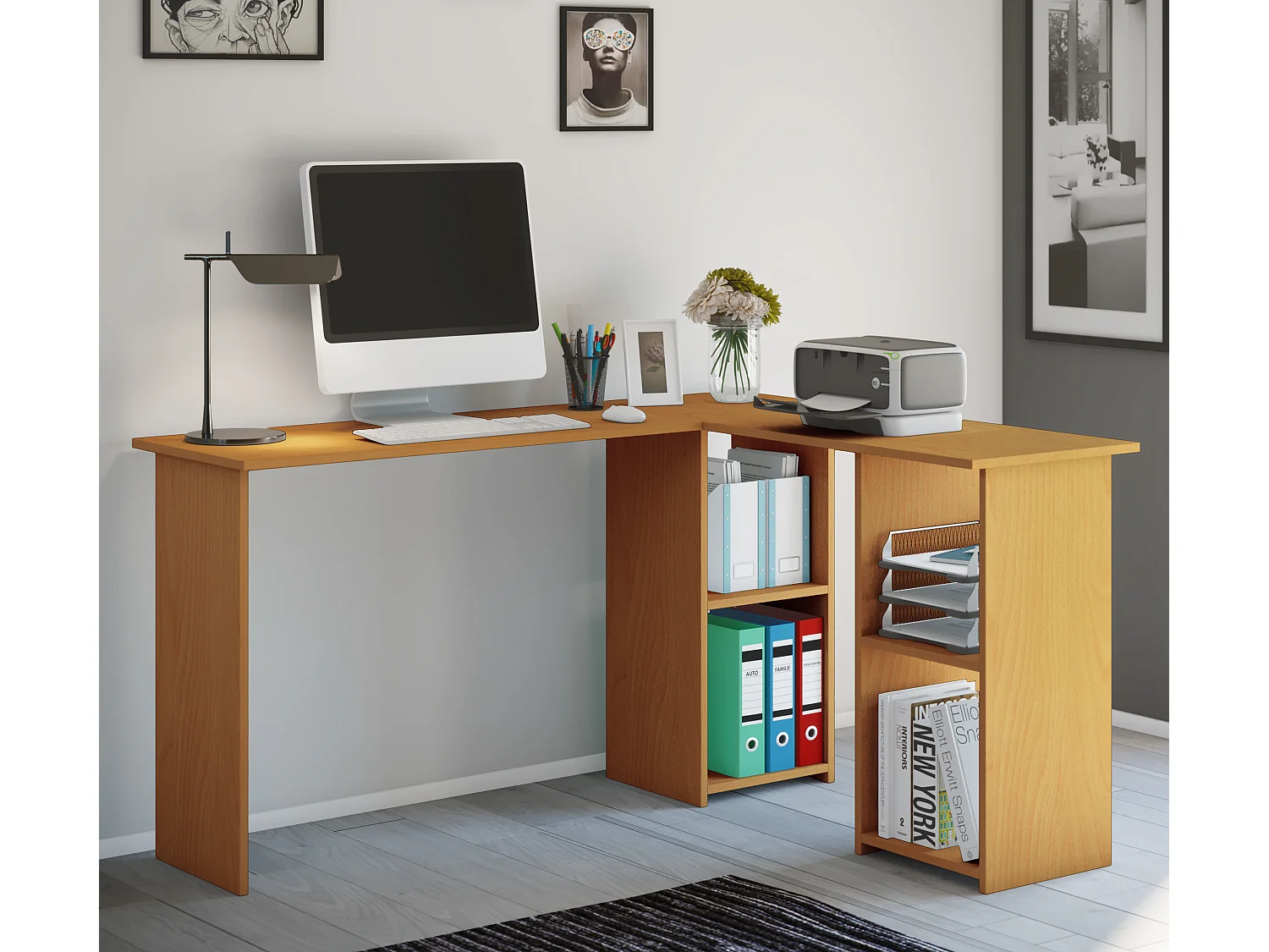 Scrivania angolare in legno Scrivania Lusias